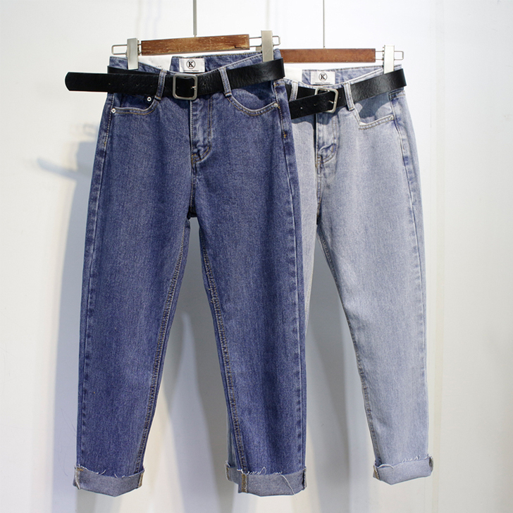 卡兰秀牛仔裤女春秋2019新款浅色韩版宽松...