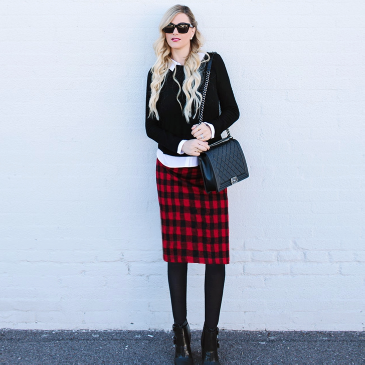 清仓 剪标外贸美单长裙过膝裙羊毛呢红色格子...