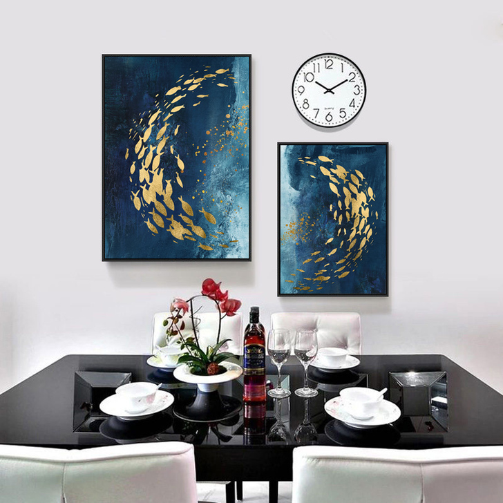 餐厅装饰画餐桌现代简约背景墙饭厅厨房壁画北...
