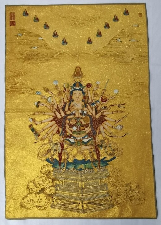 【千手观音】唐卡刺绣画千手观音装饰画 大号...