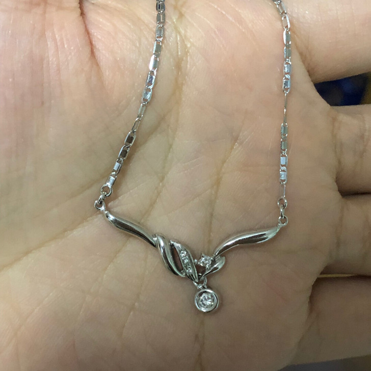 品牌18k白金钻石项链