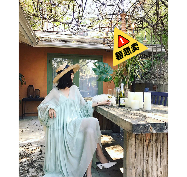 vcruan阿希哥 2017春款度假长裙宽...