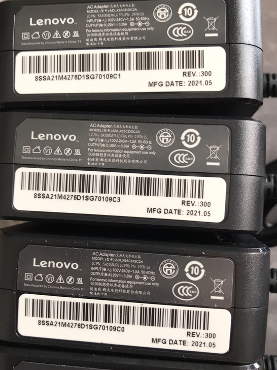 原装联想20V3.25A65W黄色方口带针...