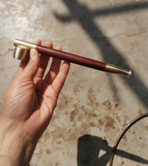 紫檀木烟斗 实木烟斗 烟嘴材质：犀牛角紫檀...