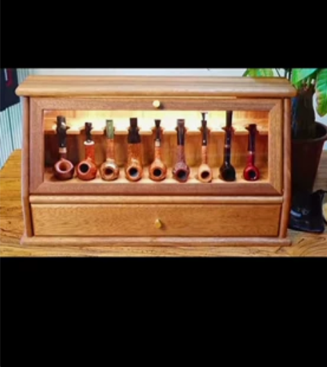 非洲黑胡桃材质 手工定制烟斗柜   玻璃门...