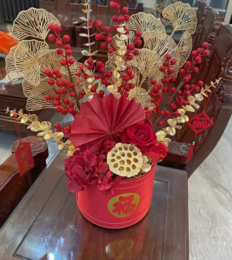全新低价出售发财果新年插花红果福桶套装装饰...