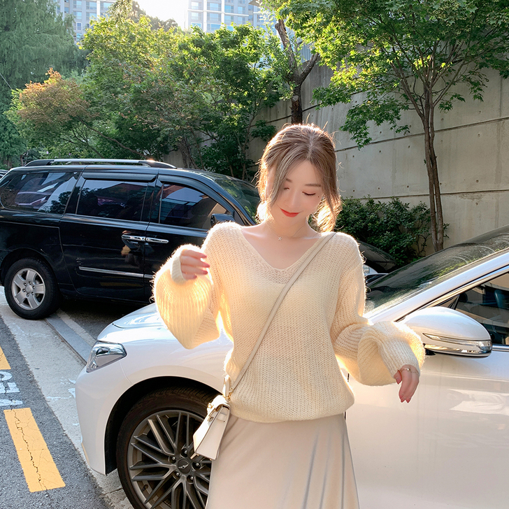 ByYou 秋季慵懒风宽松套头毛衣女打底2...