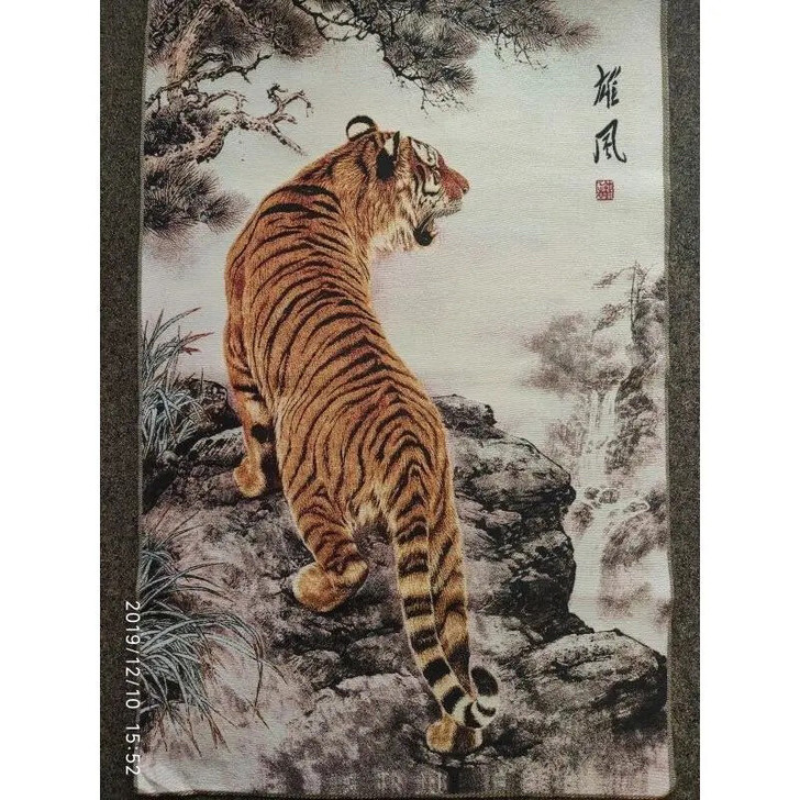 宗教佛像唐卡古玩收藏刺绣画织锦画苏绣 雄风...