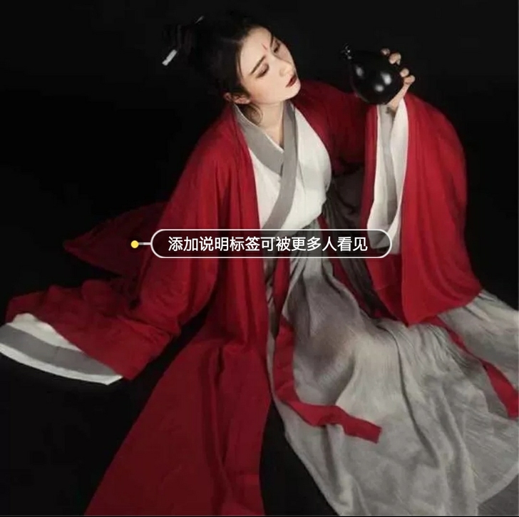 红颜传统汉服女魏晋风交领齐腰襦裙大袖衫套装...