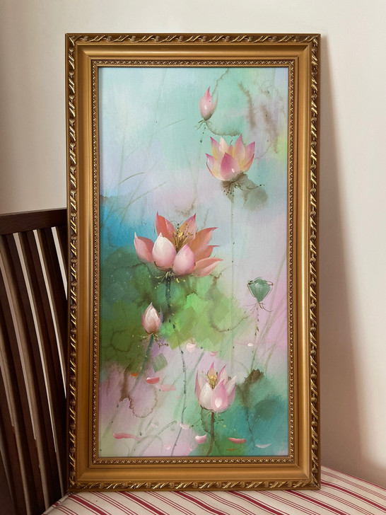 装饰油画《出水芙蓉》，全新，尺寸：68cm...