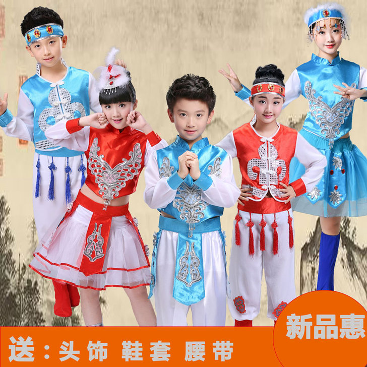 少数民族服装男女蒙古袍藏族舞蹈演出服儿童筷...