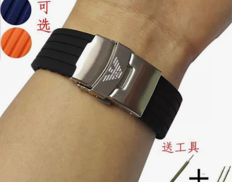 适配阿玛尼手表带防汗防水硅胶橡胶表链AR2...