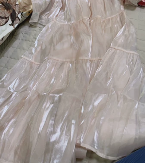 定制款人鱼姬流光重工钉珠粉色连衣裙  s码...