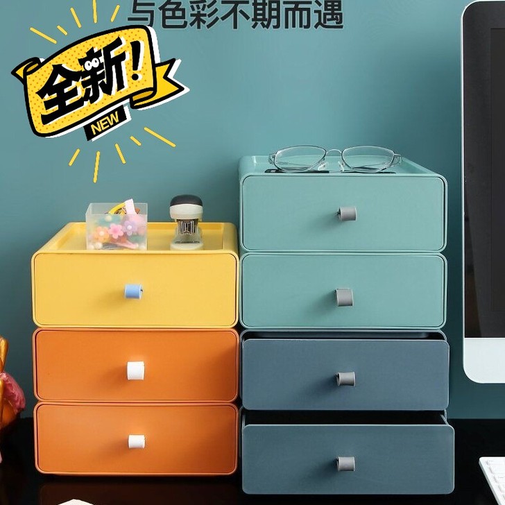 抽屉式储物盒办公室宿舍书桌上置物架整理柜化...
