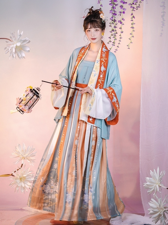 花神记汉服女夏季宋制褙子原创齐腰褶裙古装露...