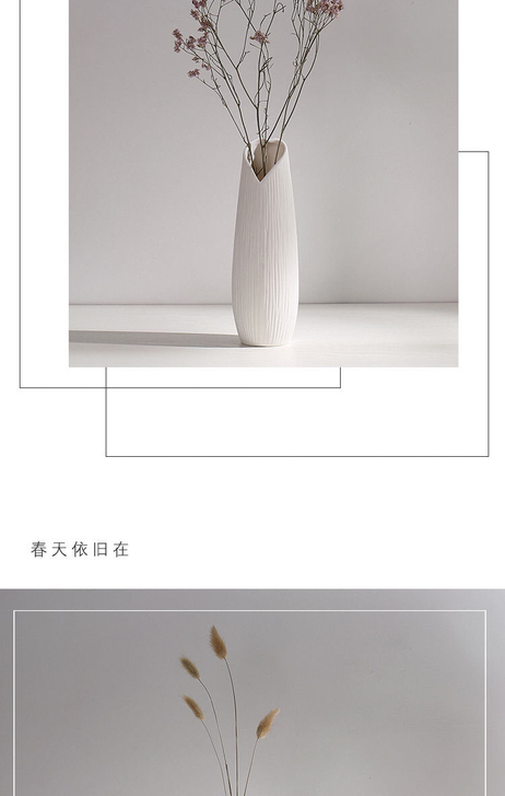 ins风陶瓷干花花瓶满天星水培花瓶白色客厅...