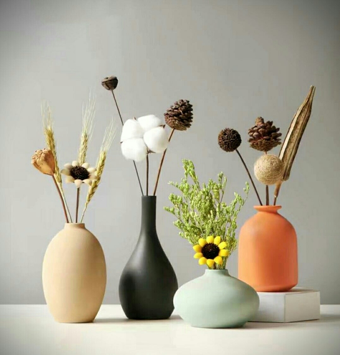 【秒发4瓶】莫兰迪陶瓷花瓶干花装饰品北欧插...