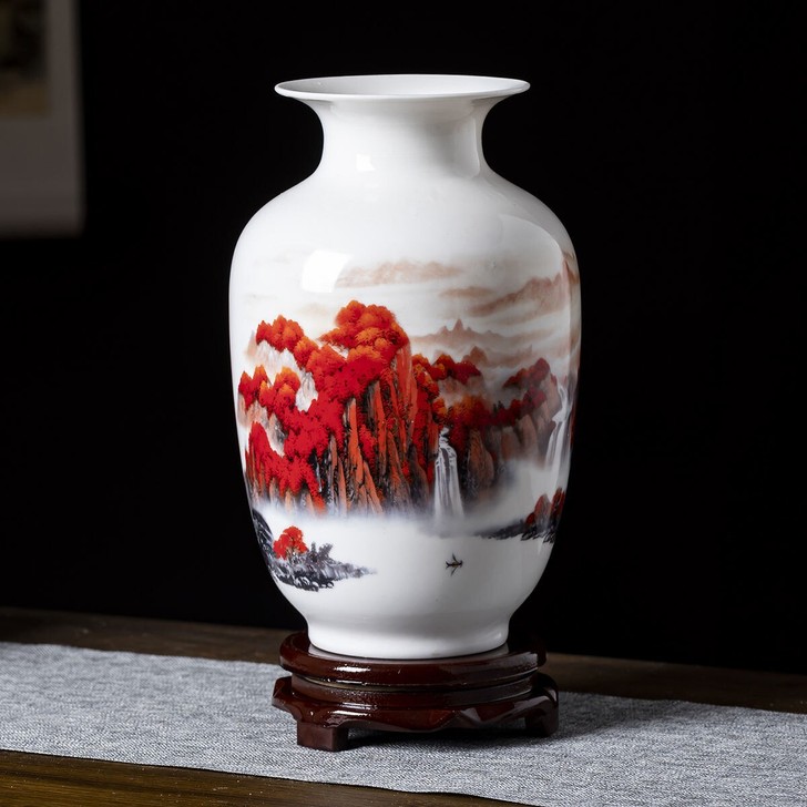 景德镇陶瓷器鸿运当头玄关花瓶家居装饰品客厅...