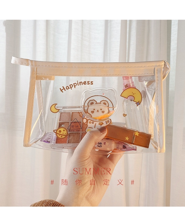 全新 可爱流沙少女心pvc透明收纳袋