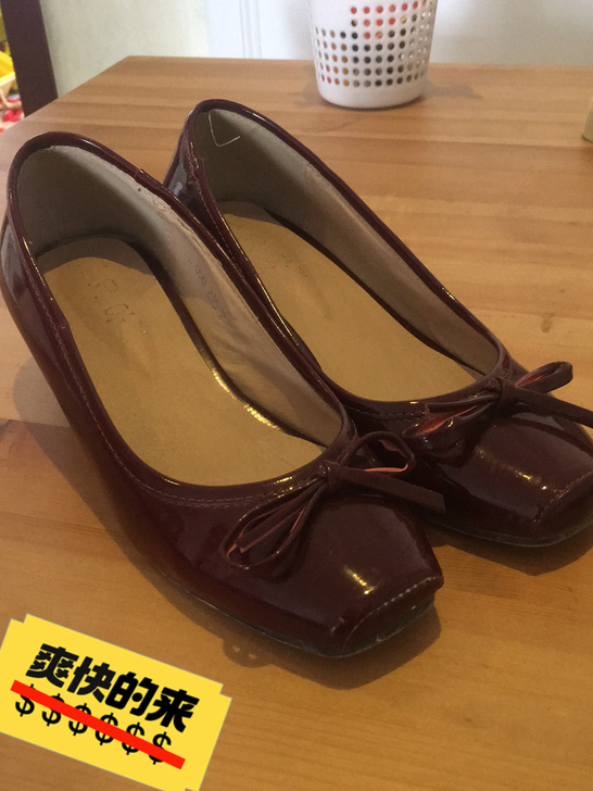 酒红色小猪鞋坡跟37码运动鞋穿37船鞋穿36