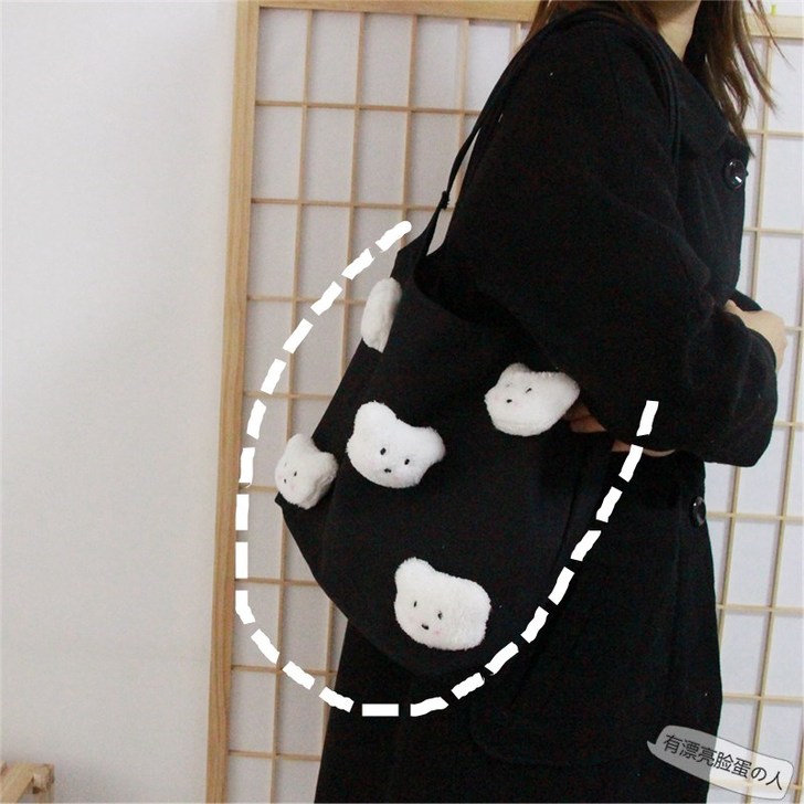 漂亮脸蛋ins帆布包女可爱软妹萌少女心熊单...