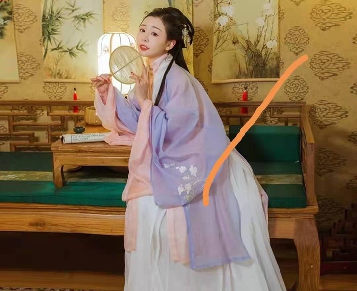 【轻罗舞】S码汉衣晟道女淡蓝色大袖披风刺绣...