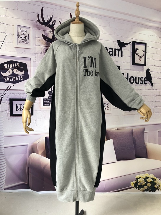 超长到脚踝长款卫衣女宽松嘻哈cec慵懒风加...