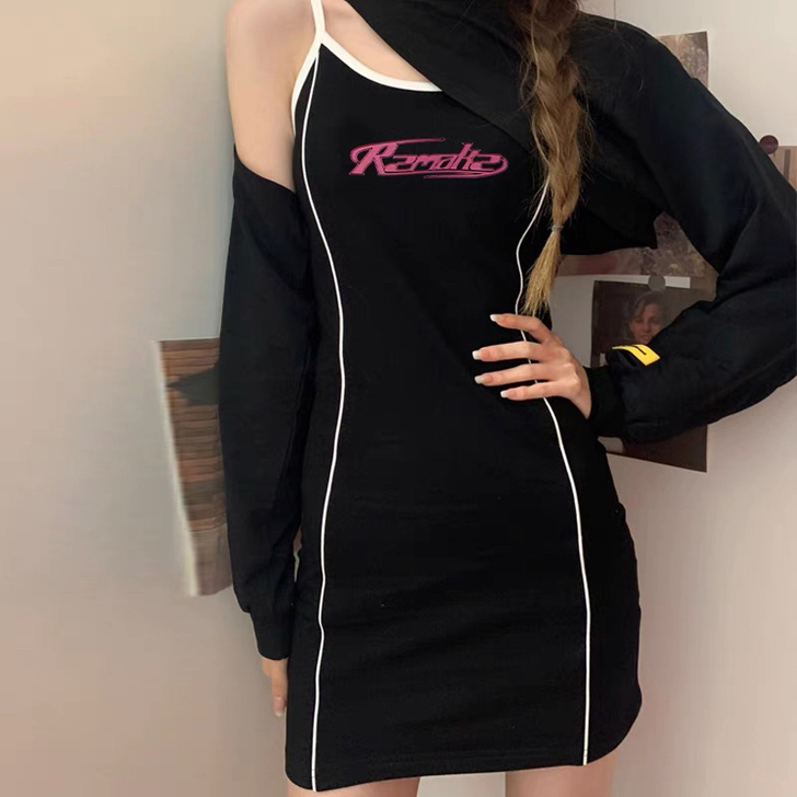 glowfit 吊带裙女辣妹夏季潮牌字母印...