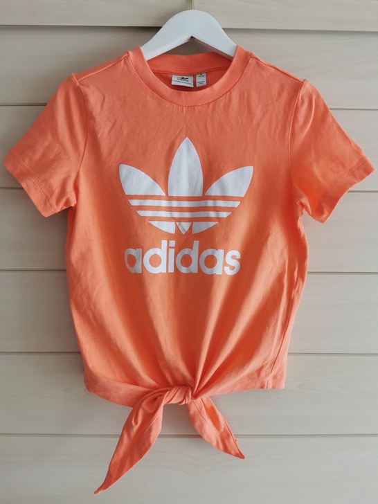 阿迪达斯三叶草橙色T恤，专柜正品，经典限量...