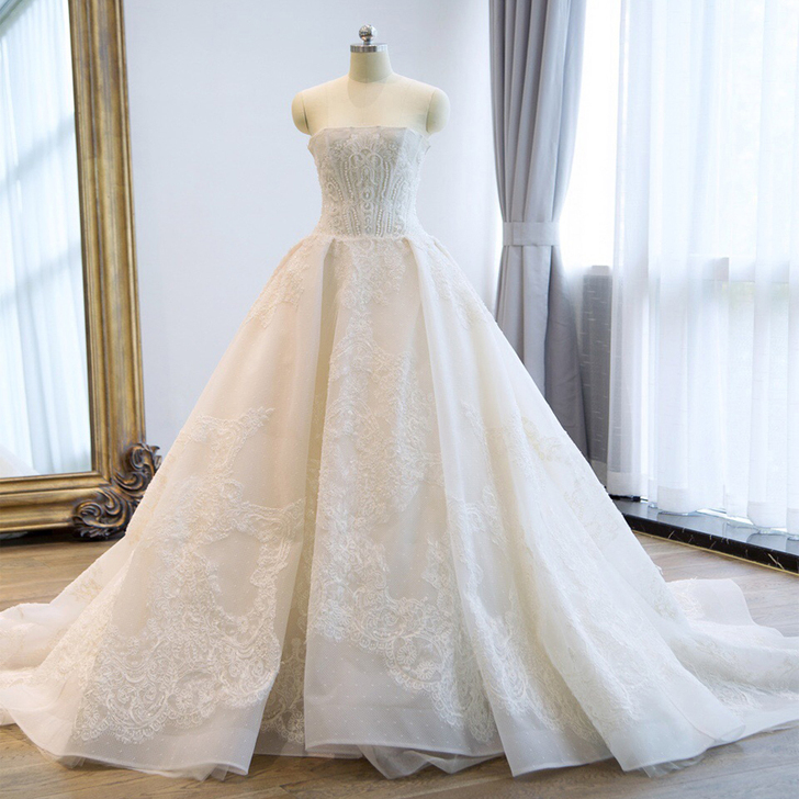 满庭芳婚纱礼服2017新款夏季新娘拖尾公主...