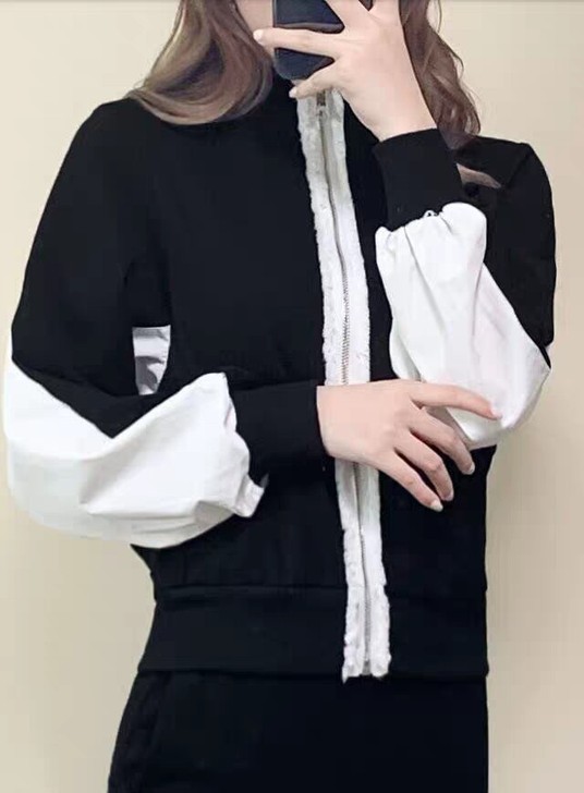 黑白棒球服休闲外套 可盐可甜 黑色 s 几...