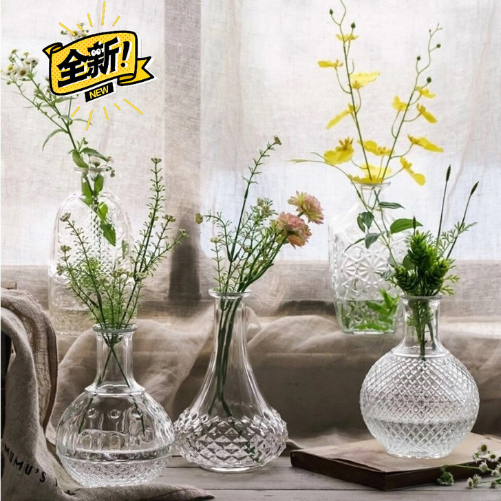 特价创意玻璃花瓶马德里花瓶摆件客厅插花玻璃...