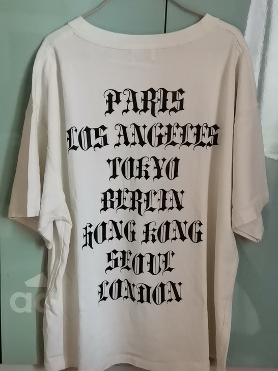 高街暗黑丧系摇滚风over size梵文宽...