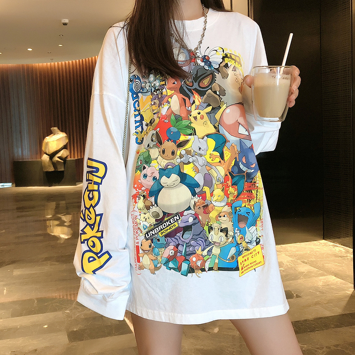 黑色韩版bf宽松中长款慵懒风涂鸦卫衣女20...