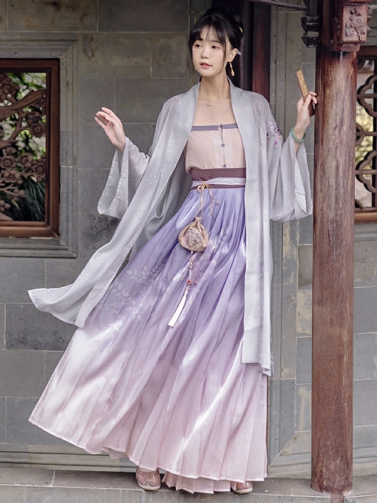 远山乔汉服【柔藤紫穗】宋制三件套清凉刺绣上...
