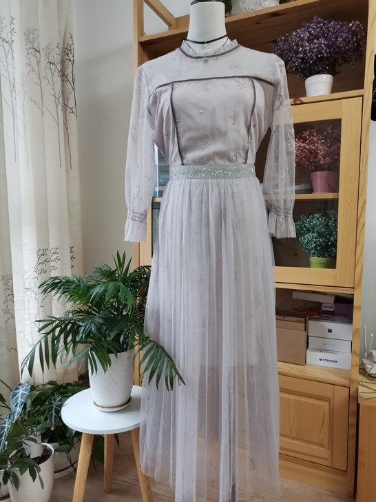 全新品牌女装秋季夏拉贝缇刺绣汉服宫廷风连衣...