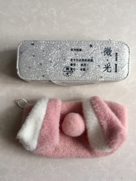 两个一起出全新闪光星星文具盒和粉小兔笔袋,...