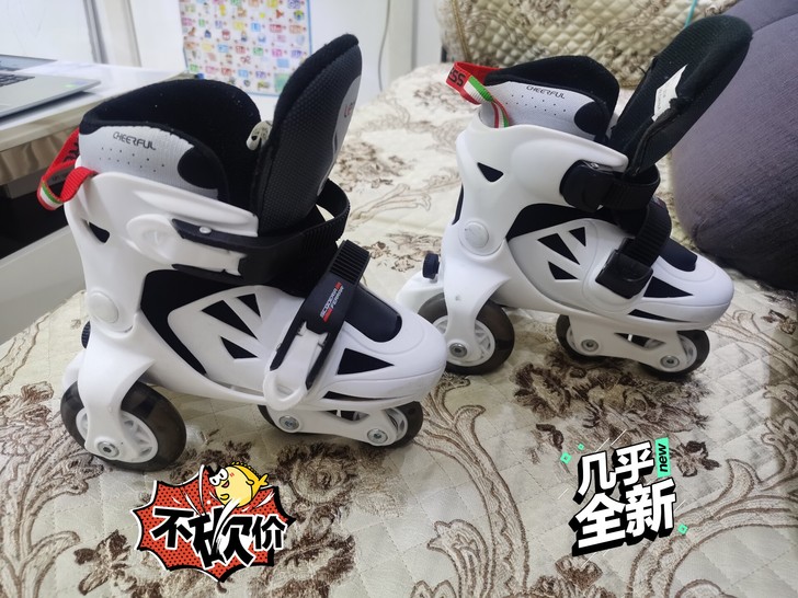 宝宝儿童滑冰鞋带辅助轮三轮溜冰滑冰鞋，大小...