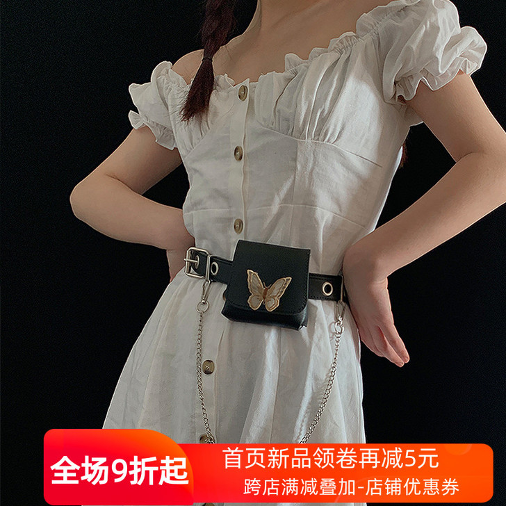 皮带女朋克风jk配饰百搭链条腰带腰包女潮i...