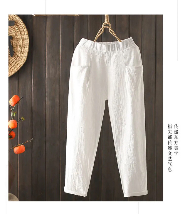 实体店清仓棉麻九分裤女夏薄款2021新款韩...