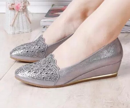 大码女鞋41码春夏单鞋坡跟鞋尖头鞋船鞋浅口...