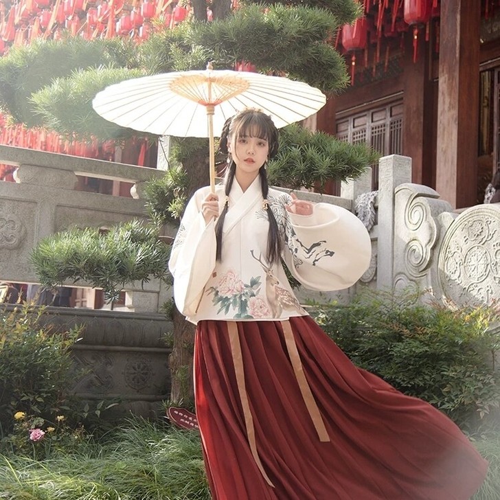 出远山乔 六合同春原创汉服 琵琶袖印花交领...