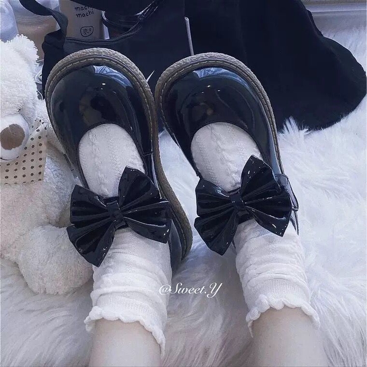原宿女鞋软妹鞋厚底魔术贴小皮鞋女新款英伦风...