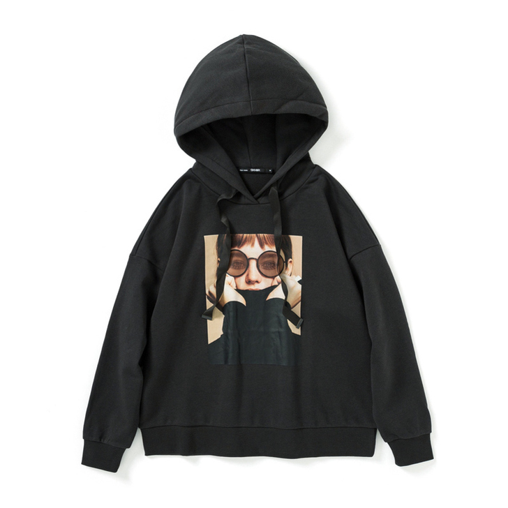 森马秋季新款卫衣女宽松连帽落肩袖印花chi...