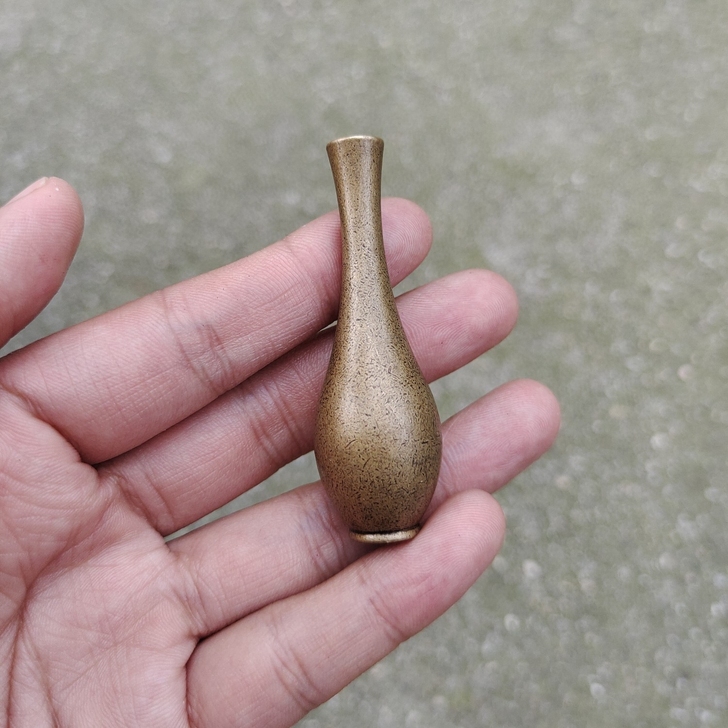 纯铜 实心 花瓶 净瓶香插摆件