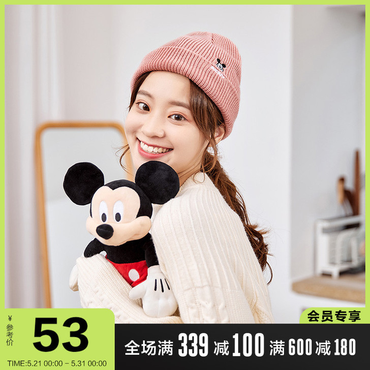 森马迪士尼联名毛线帽子女春秋圆脸适合可爱时...