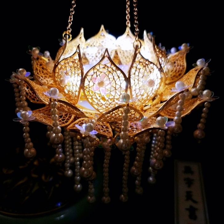 莲尘 莲花灯笼 汉服拍照道具