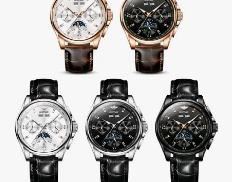 欧品客品牌手表工厂全自动机械手表多功能三眼...