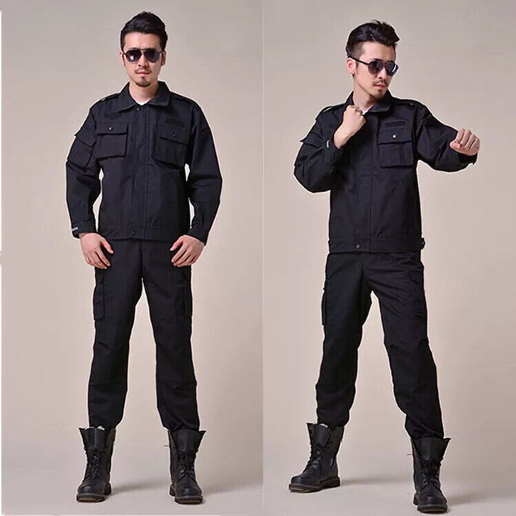 包邮黑色保安作训服套装男迷彩服套装男士秋冬...