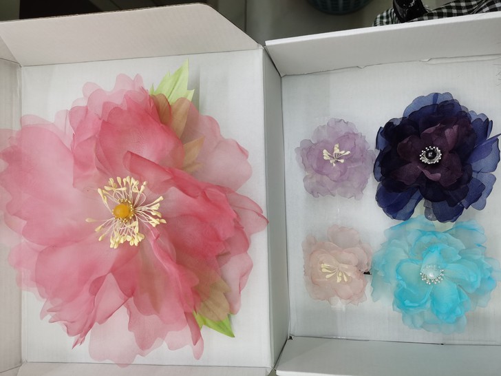 手作真丝烫花牡丹，大直径(约18-20厘米...